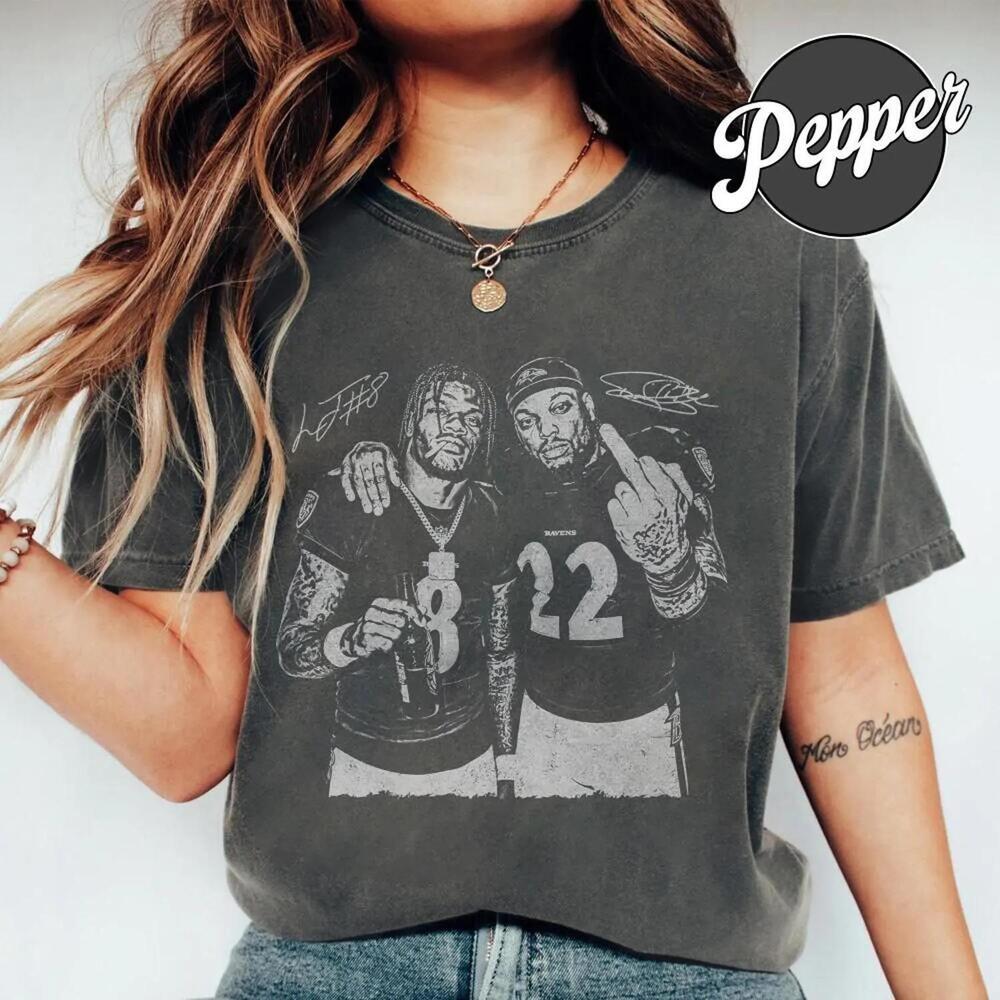 Lamar Jackson Derrick Henry Middle Finger Funny Football Shirt